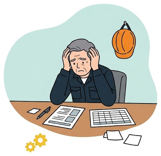 求人票を前に頭を抱える社長のイラスト