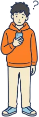 スマートフォンで求人を見る若者のイラスト
