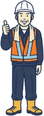 親指を立てて笑う建設現場の職人のイラスト